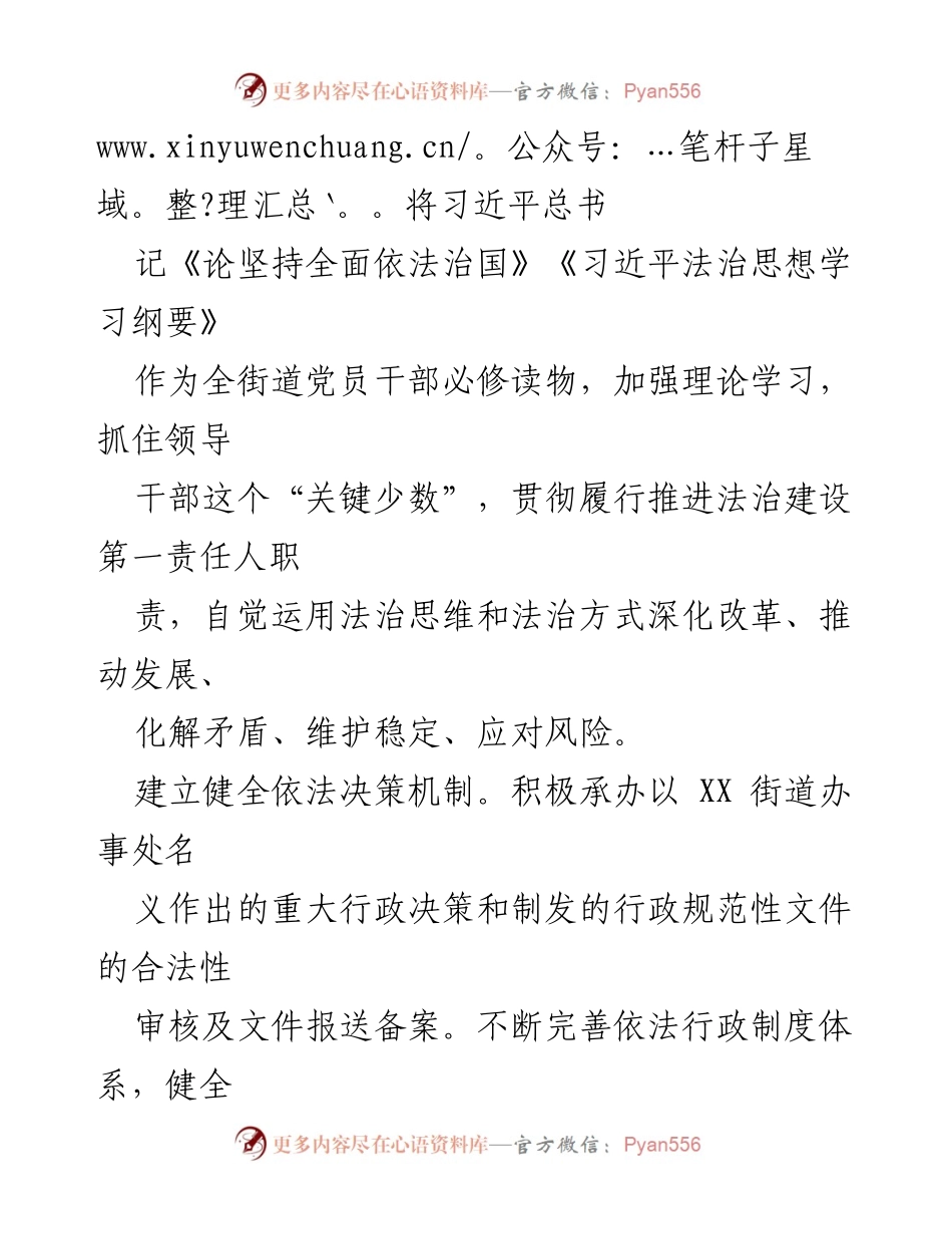 [工作计划] 街道法治建设 - 2023年XX街道法治政府建设工作计划.docx_第2页