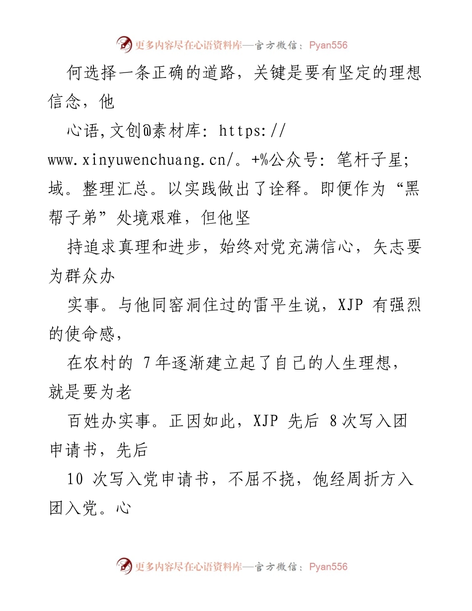 [心得体会] 读书活动 - 从《XJP 的七年知青岁月》看理想信念与政治素养.docx_第2页