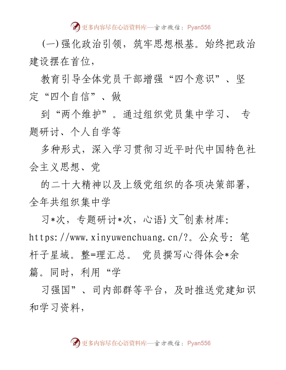 [工作述职报告] 党支部书记述职 - 2024年党建工作责任制落实情况总结.docx_第2页