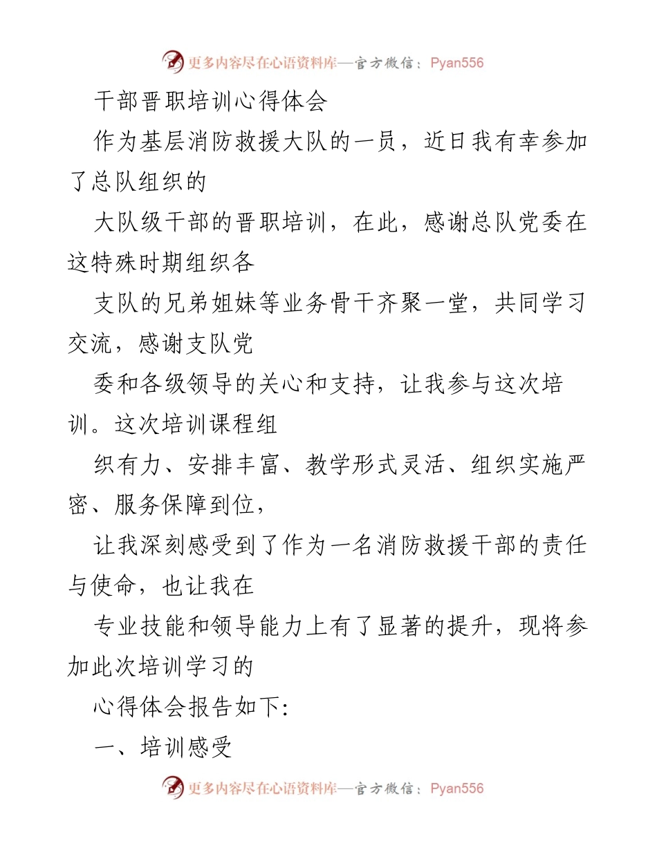 [心得体会] 干部晋职培训 - 提升责任与能力的培训经历.docx_第1页