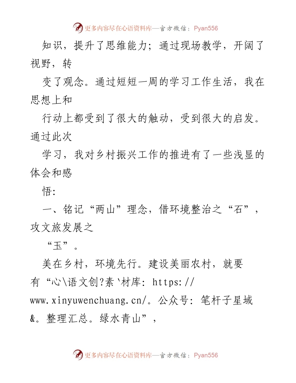[心得体会] 培训班 - 乡村振兴培训心得体会.docx_第2页