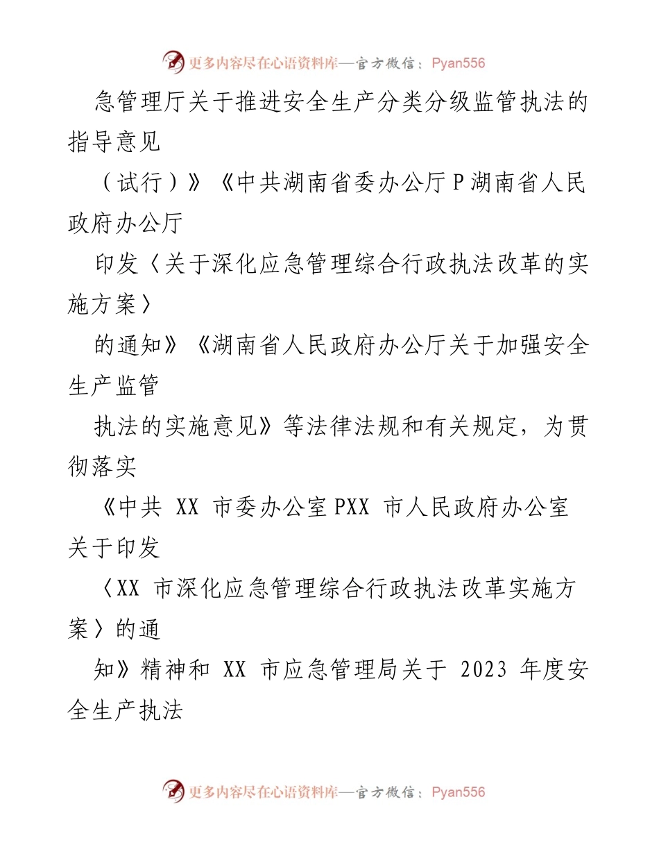 [工作计划] 安全生产行政执法 - 2023年度XX乡安全生产行政执法工作计划.docx_第2页