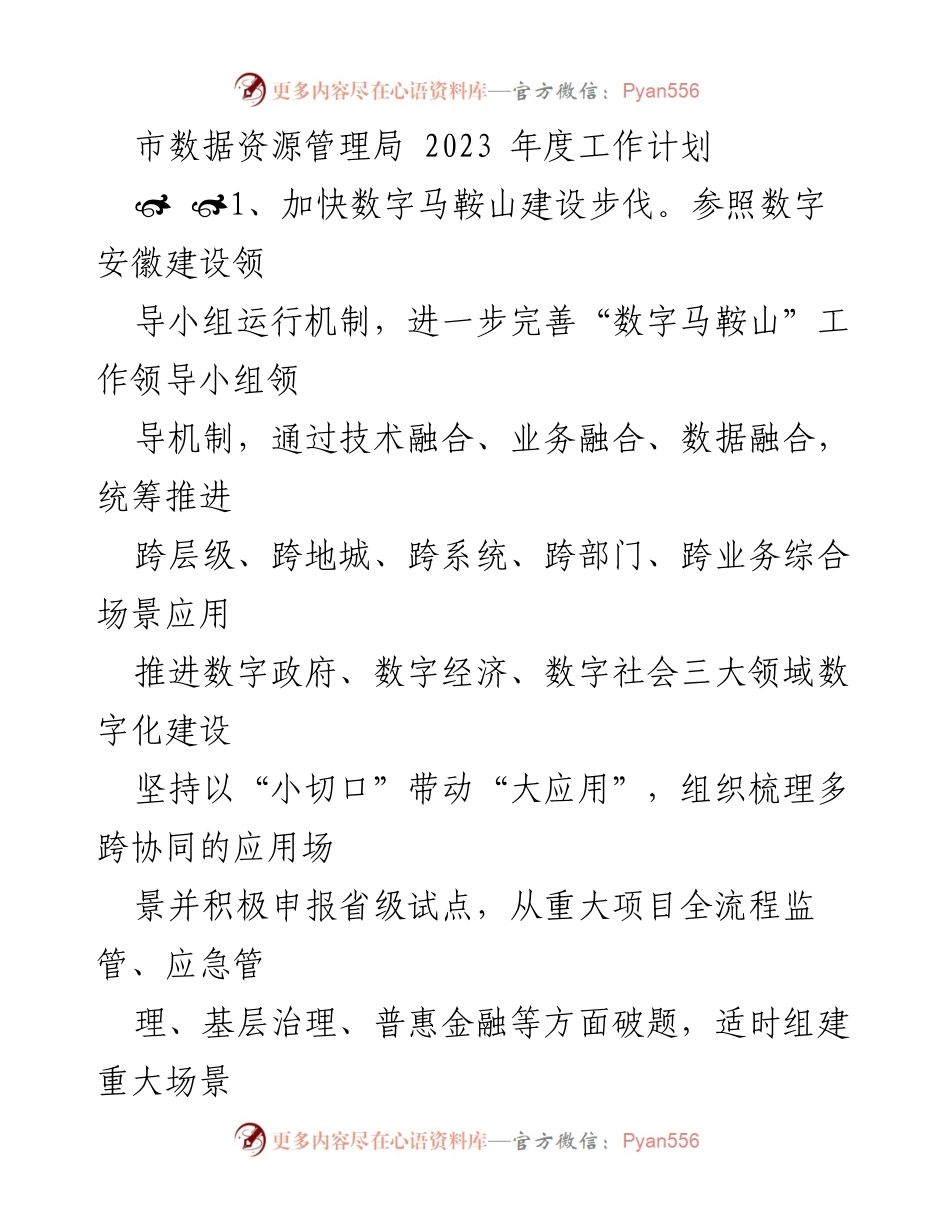 [工作计划] 市数据资源管理局 - 2023年度数字化建设与政务服务提升计划.docx_第1页