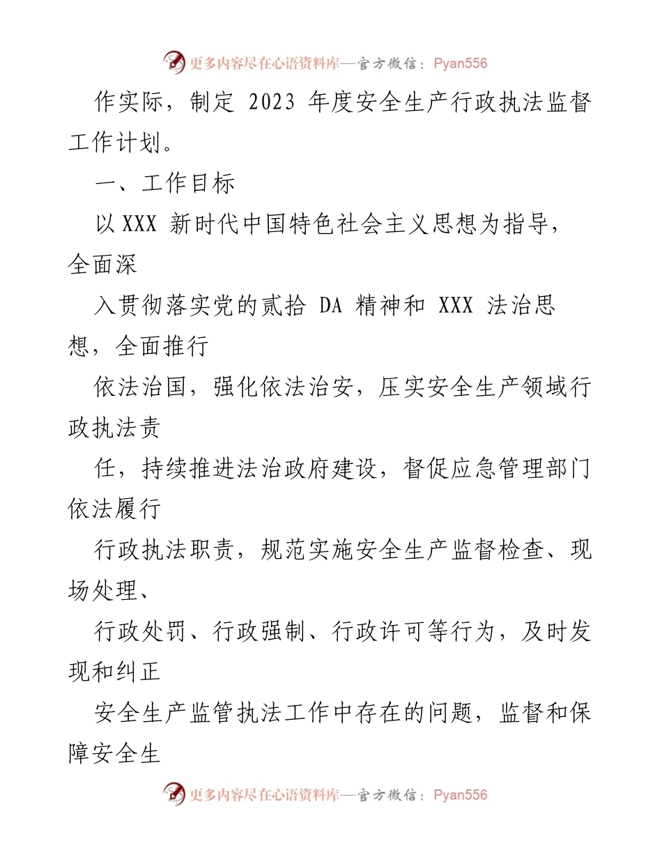 [工作计划] 安全生产行政执法 - 2023年度安全生产行政执法监督工作计划.docx_第2页