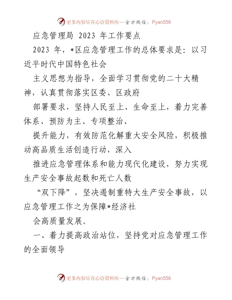 [工作要点] 应急管理局 - 2023年应急管理工作要点与实施策略.docx_第1页