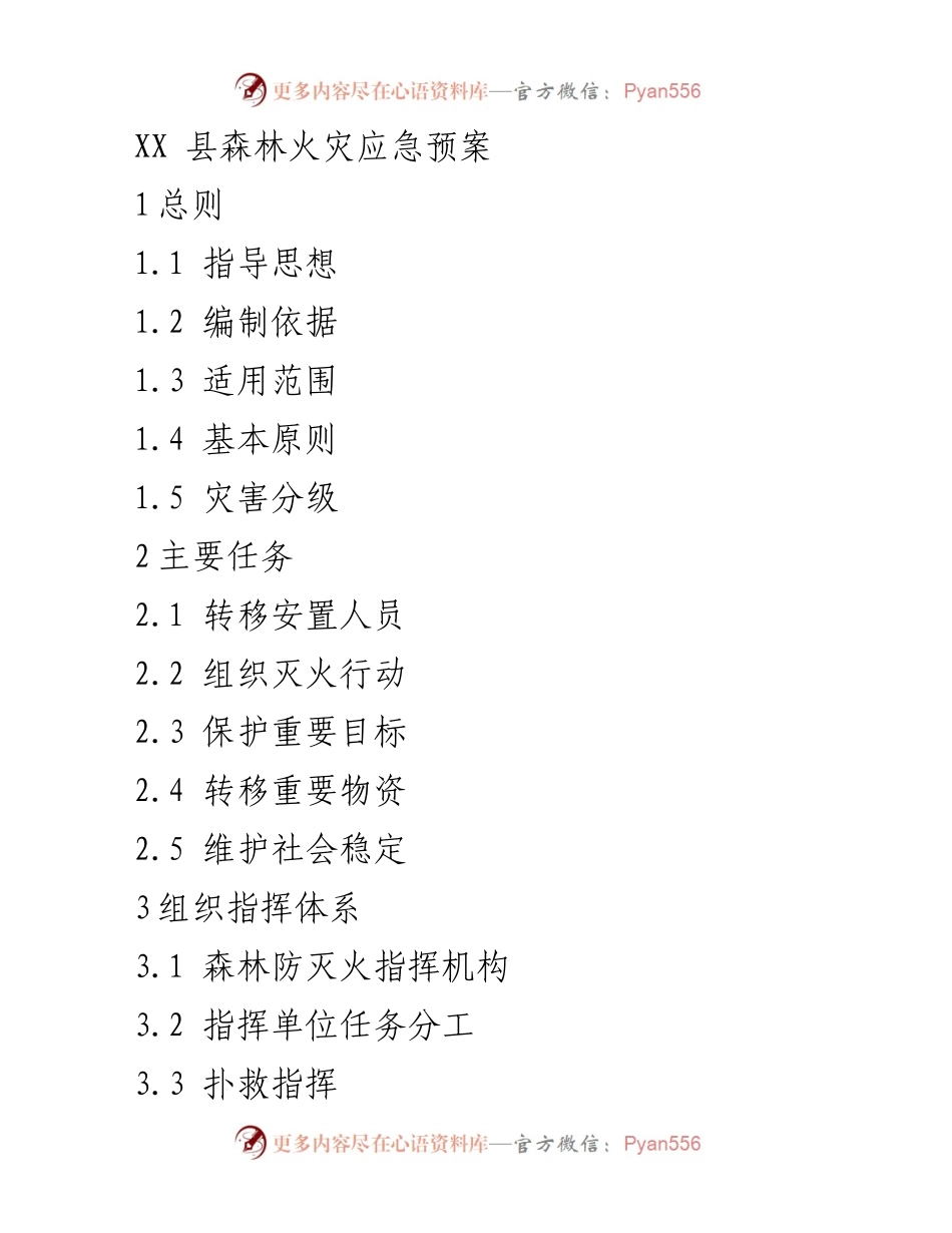 [应急预案] 森林火灾应对 - XX县森林火灾应急预案.docx_第1页