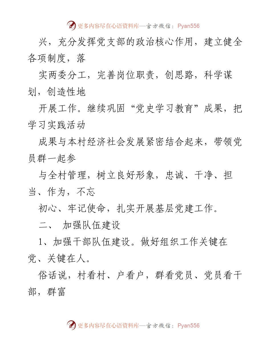 [工作计划] 党建工作 - XX村2023年度党建工作计划.docx_第2页