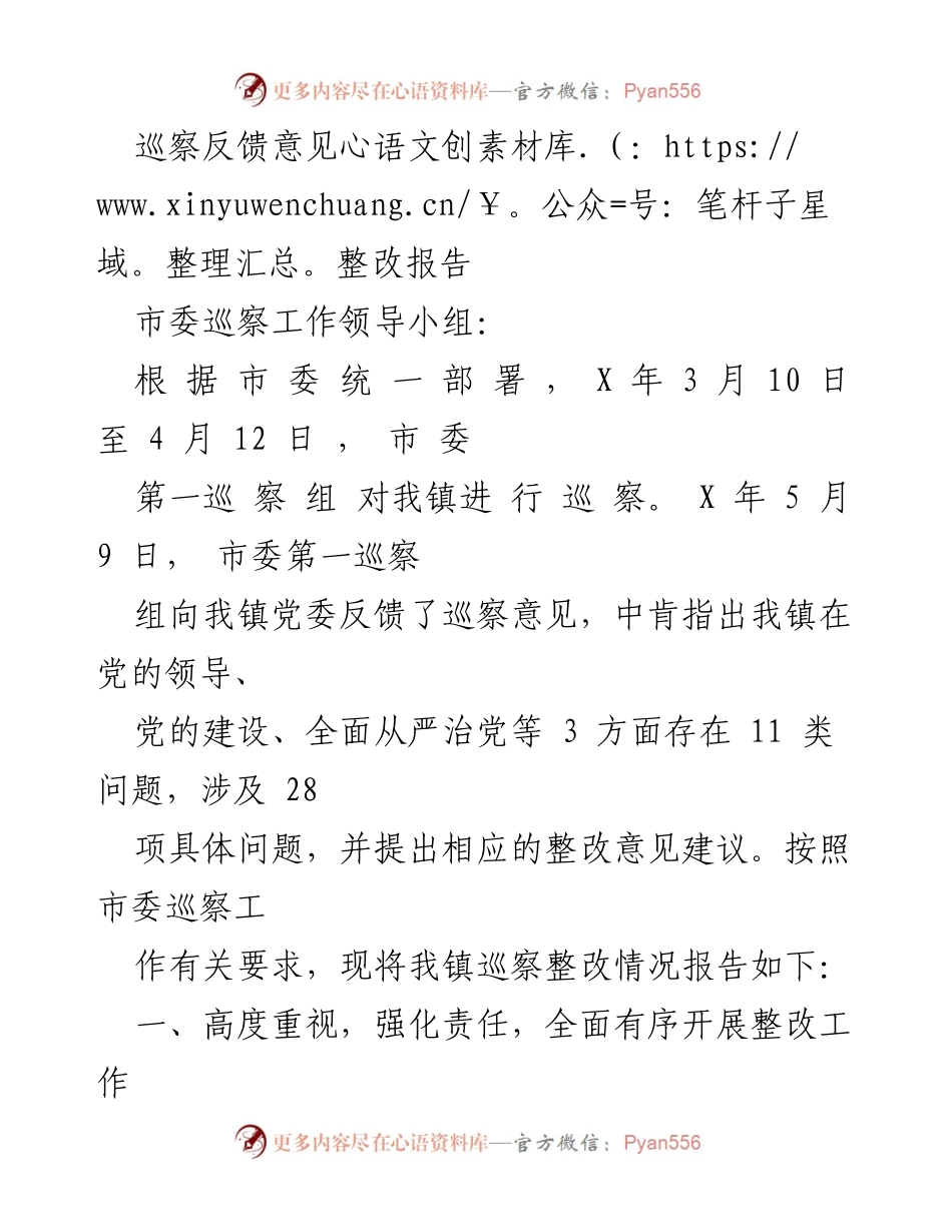 [整改报告] 巡察反馈 - 巡察反馈意见整改工作总结报告.docx_第1页