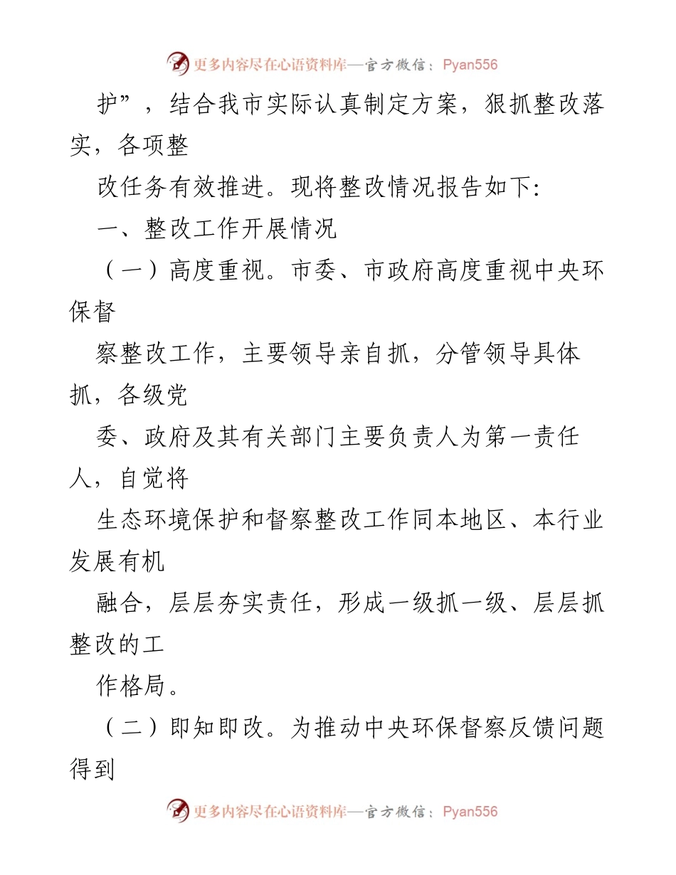 [整改报告] 生态环境保护督察 - XX市中央环保督察整改落实情况报告.docx_第2页