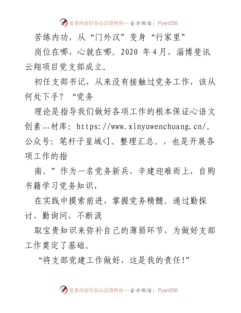 [新闻报道] 党务工作者表彰 - 辛建：从“门外汉”到优秀党务工作者的成长之路.docx_第2页