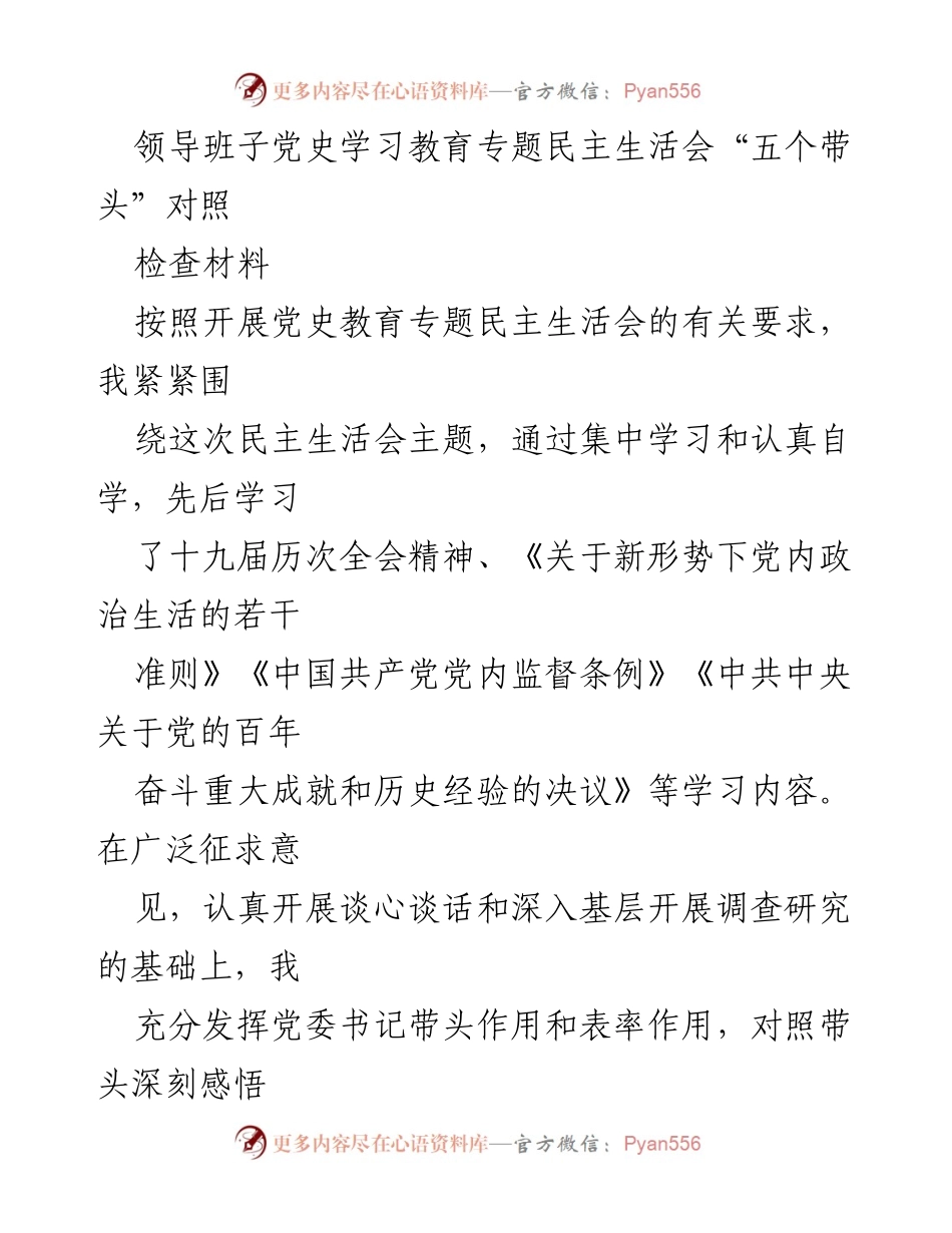[检查材料] 党史学习教育专题民主生活会 - 深刻剖析与整改措施报告.docx_第1页
