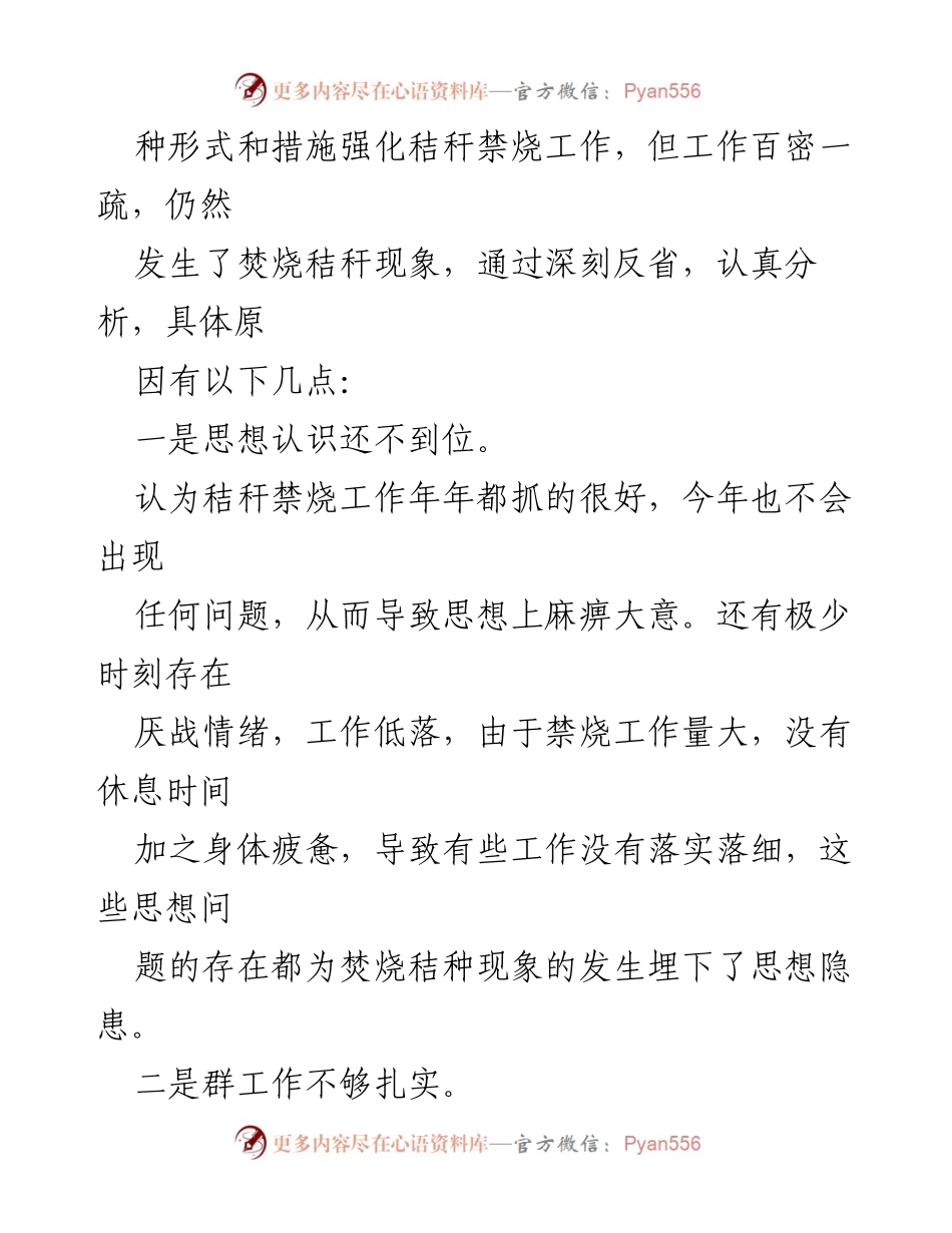 [检讨书] 镇秸秆禁烧工作 - 深刻反思X镇秸秆禁烧工作失职情况.docx_第2页