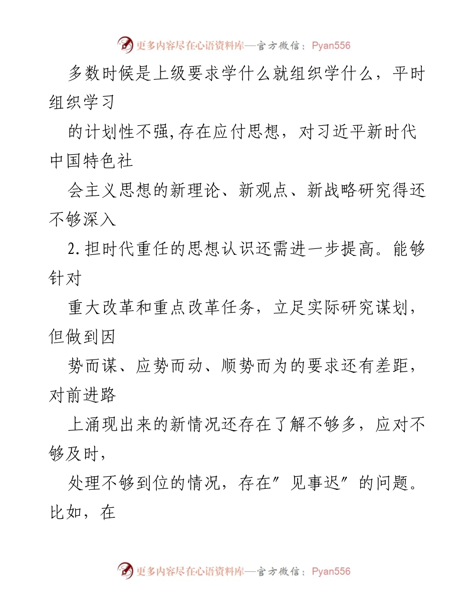 [整改材料] 年度民主生活会 - 2023年度民主生活会整改问题分析与提升建议.docx_第2页