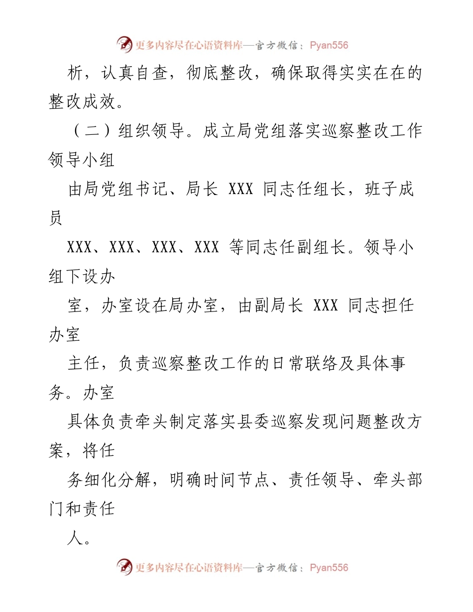 [整改方案] 巡察整改工作 - 2023年巡察反馈意见整改落实方案_2.docx_第2页