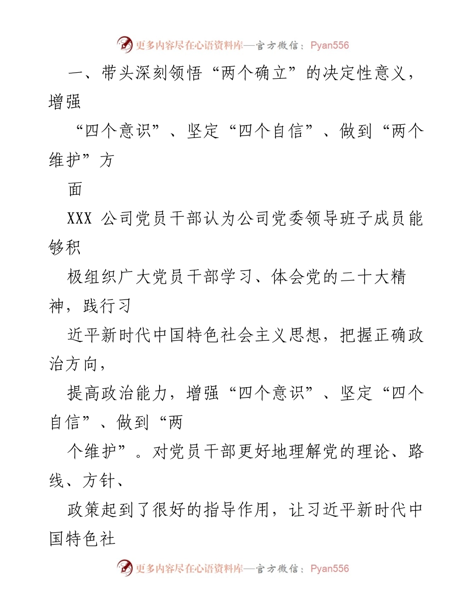 [情况报告] 国企年度民主生活会 - 2022年度民主生活会意见征求报告.docx_第2页