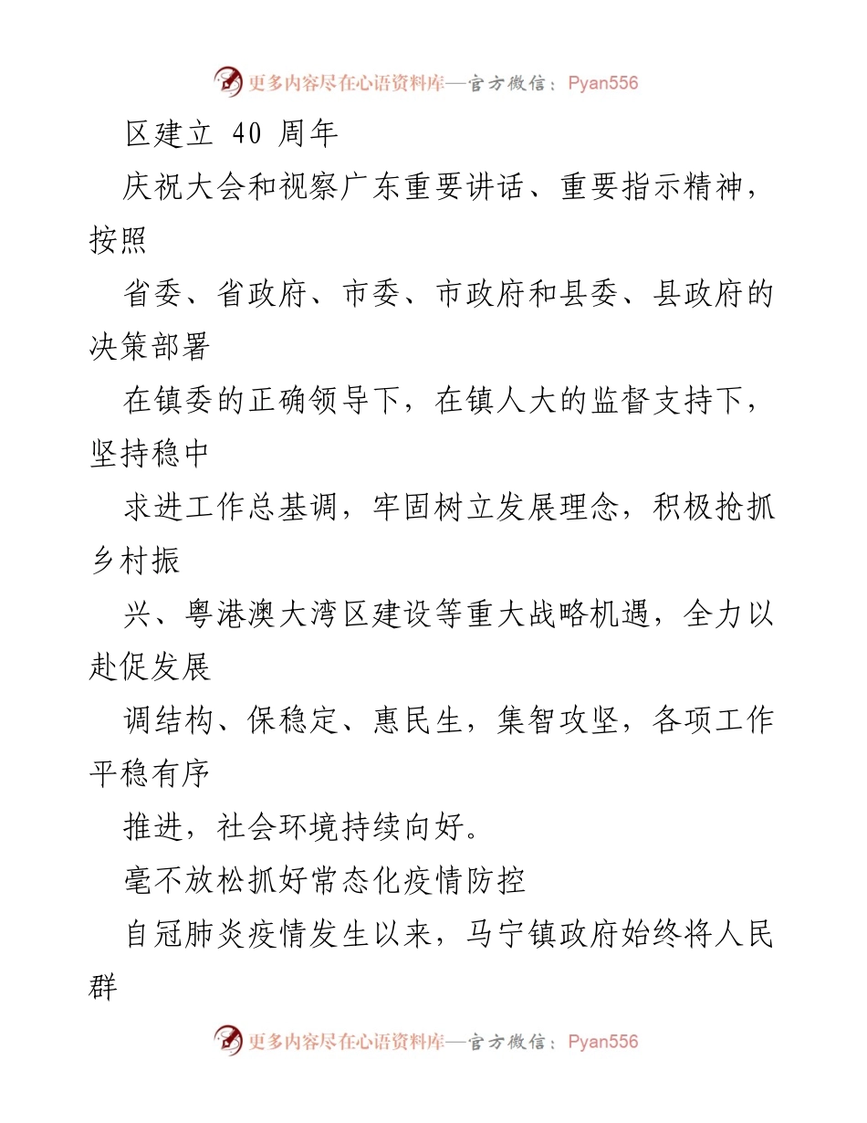 [政府工作报告] 马宁镇第十七届人民代表大会 - 2020年马宁镇政府工作总结与发展计划.docx_第2页