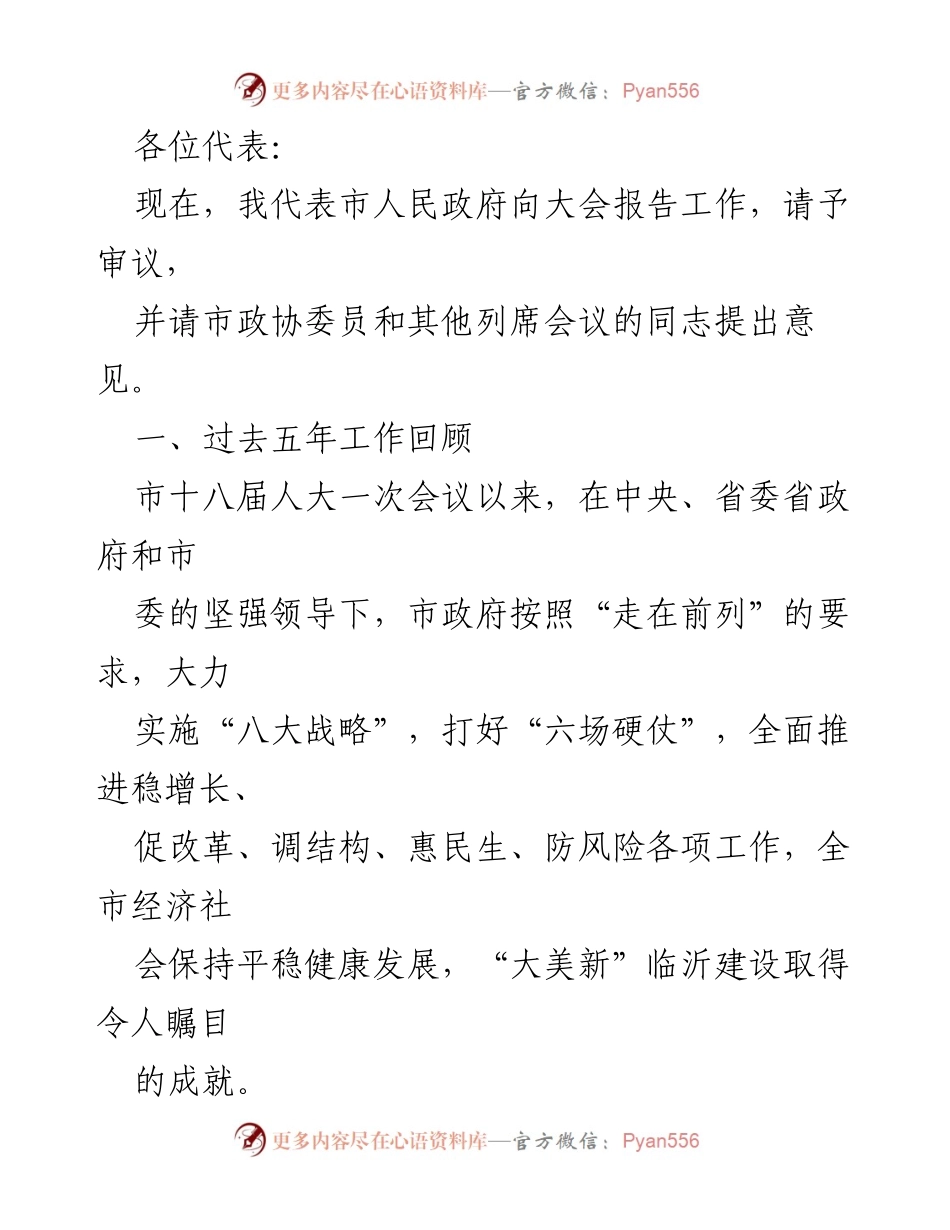 [政府工作报告] 临沂市第十九届人民代表大会第一次会议 - 张术平同志政府工作报告总结与成就回顾.docx_第2页