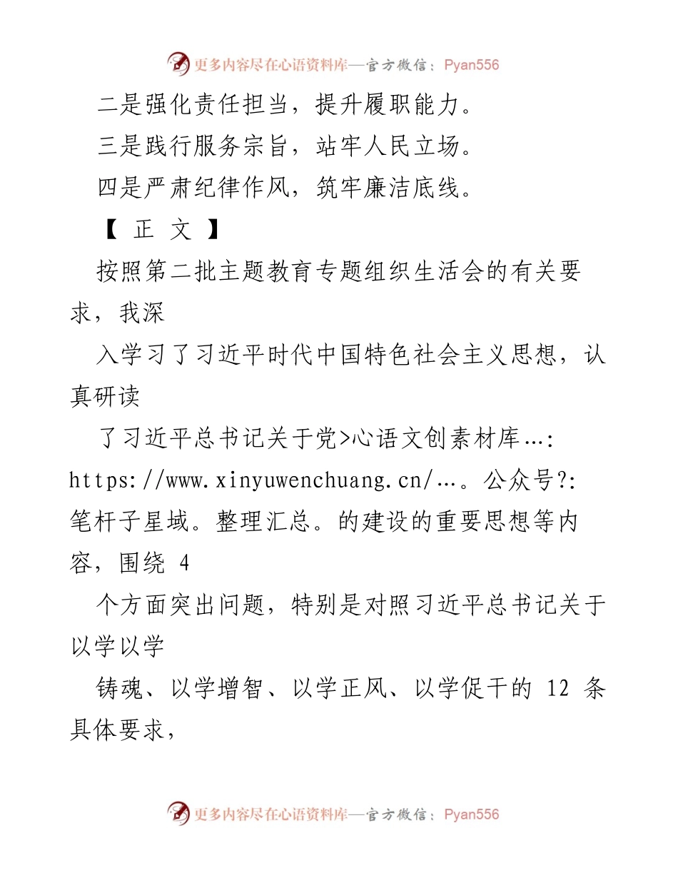 [整改材料] 主题教育专题组织生活会 - 四个检视与整改措施的深刻剖析.docx_第2页