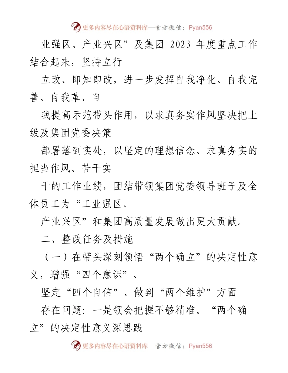 [整改方案] 党委民主生活会 - XX集团党委2022年度民主生活会整改方案_1.docx_第2页