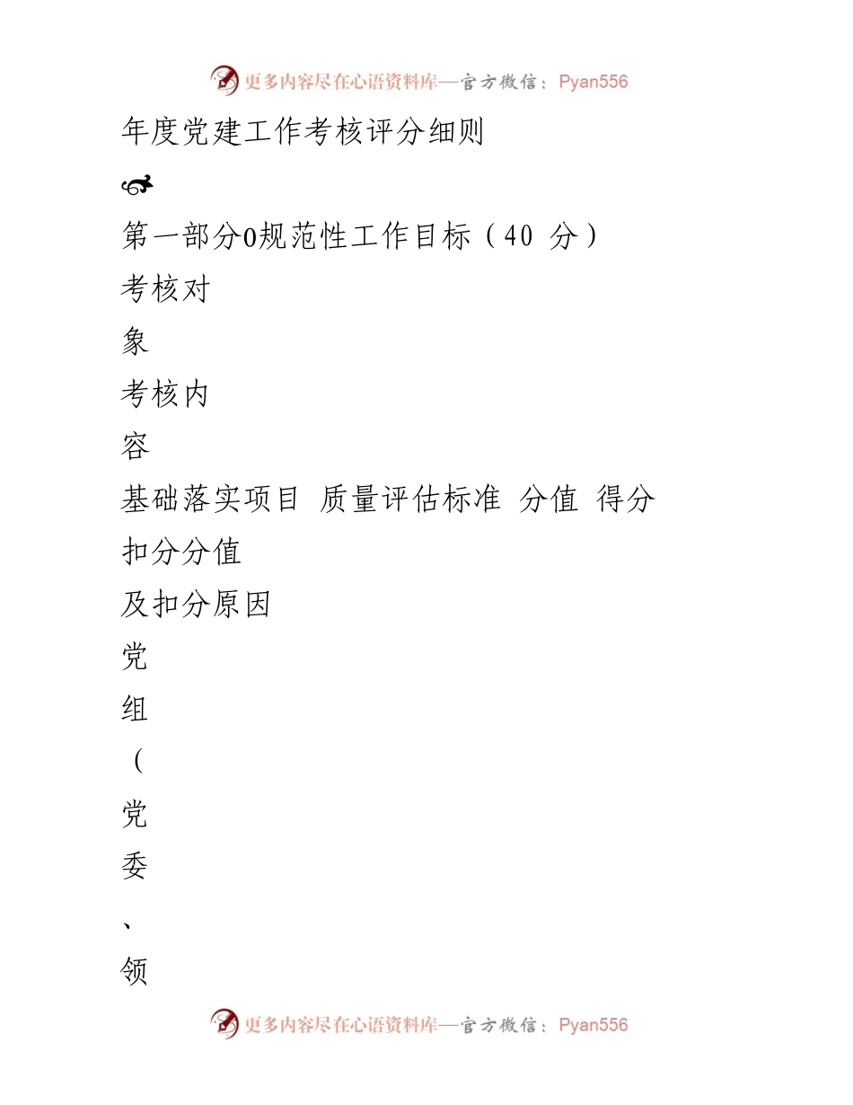 [考核细则] 年度党建工作考核 - 年度党建工作考核评分细则.docx_第1页