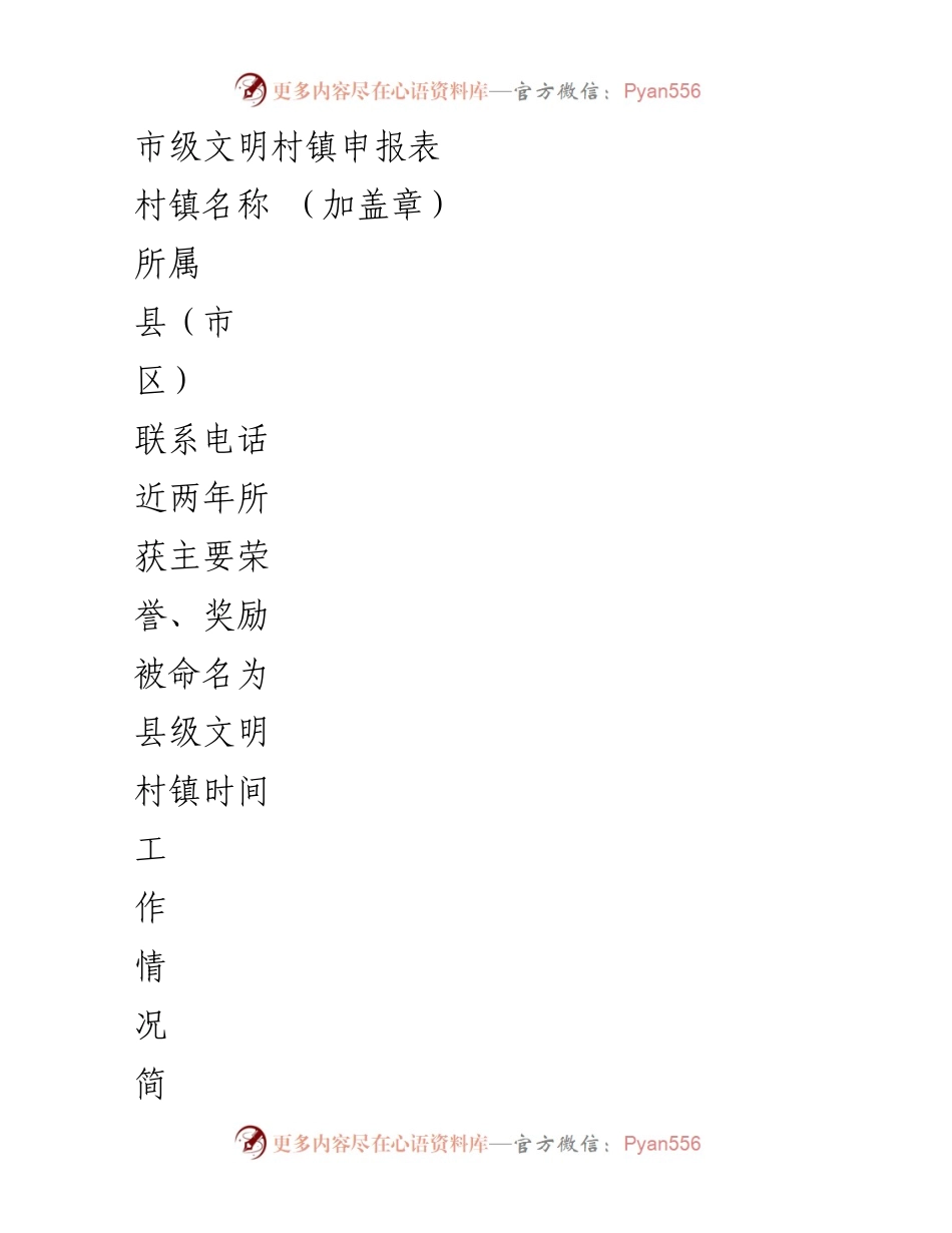 [申报表] 市级文明单位、村镇、社区评选 - 市级文明单位、村镇和社区申报及复查表.docx_第1页