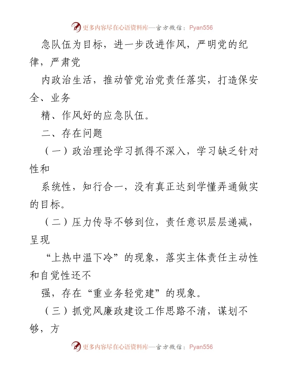 [整改方案] 应急管理局 - 全面从严治党主体责任整改方案.docx_第2页