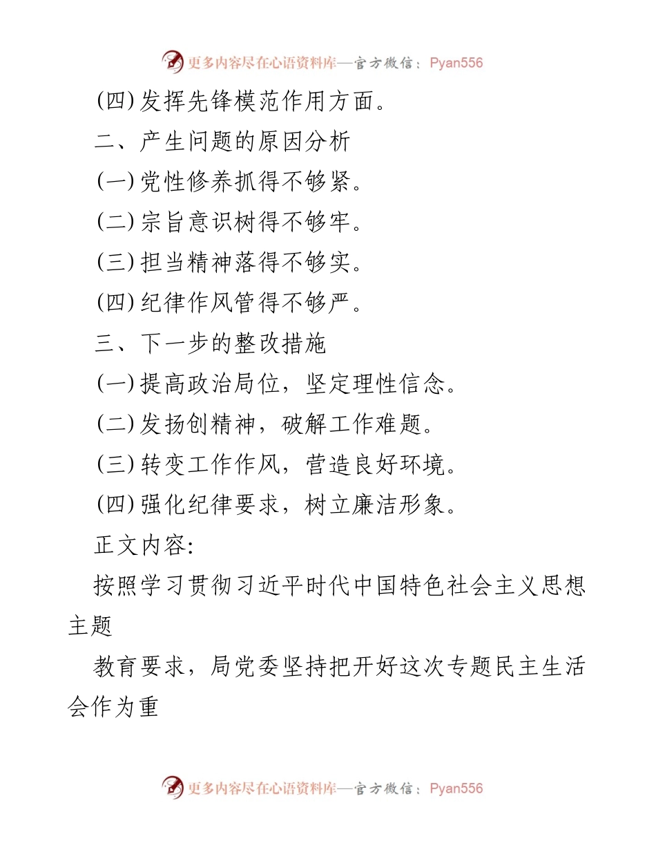 [整改材料] 专题民主生活会 - 深入查摆整改四个方面问题及措施.docx_第2页