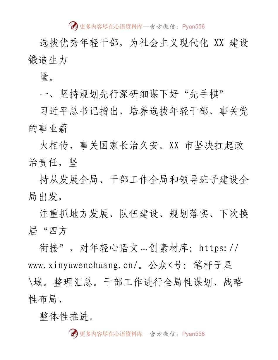 [经验材料] 年轻干部组织管理工作 - XX市年轻干部培养选拔工作经验总结.docx_第2页