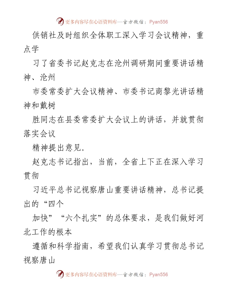 [汇报] 县委常委扩大会议 - 肃宁县供销社贯彻落实重要讲话精神情况汇报.docx_第2页