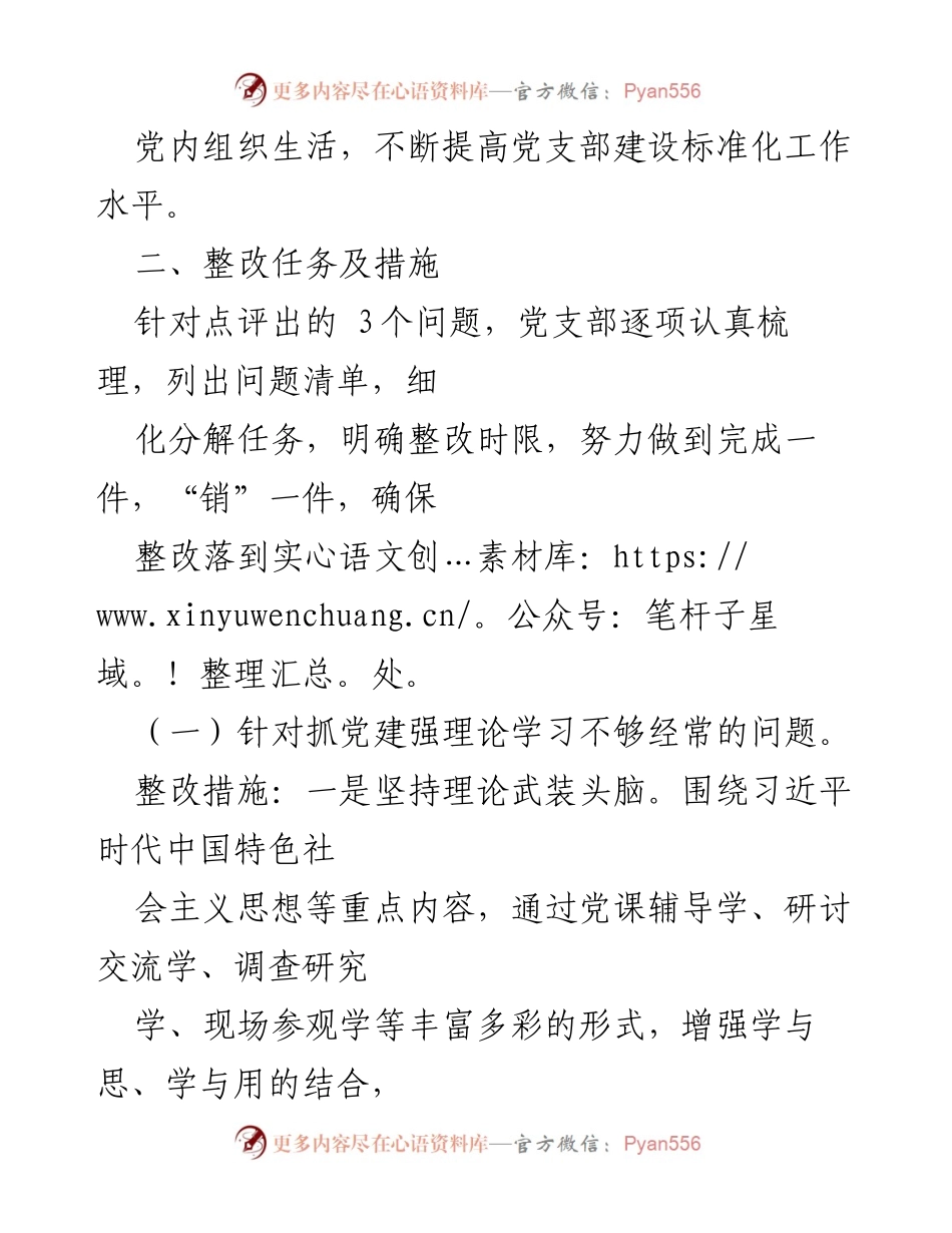 [整改方案] 党支部工作 - 党支部基层党建述职问题整改方案.docx_第2页