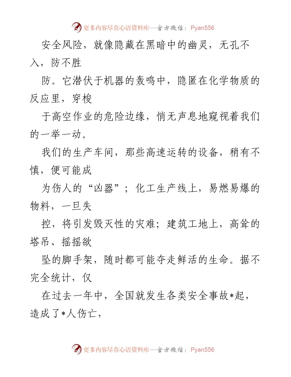 [演讲稿] 安全生产会议 - 安全生产：与风险赛跑的持久战.docx_第2页