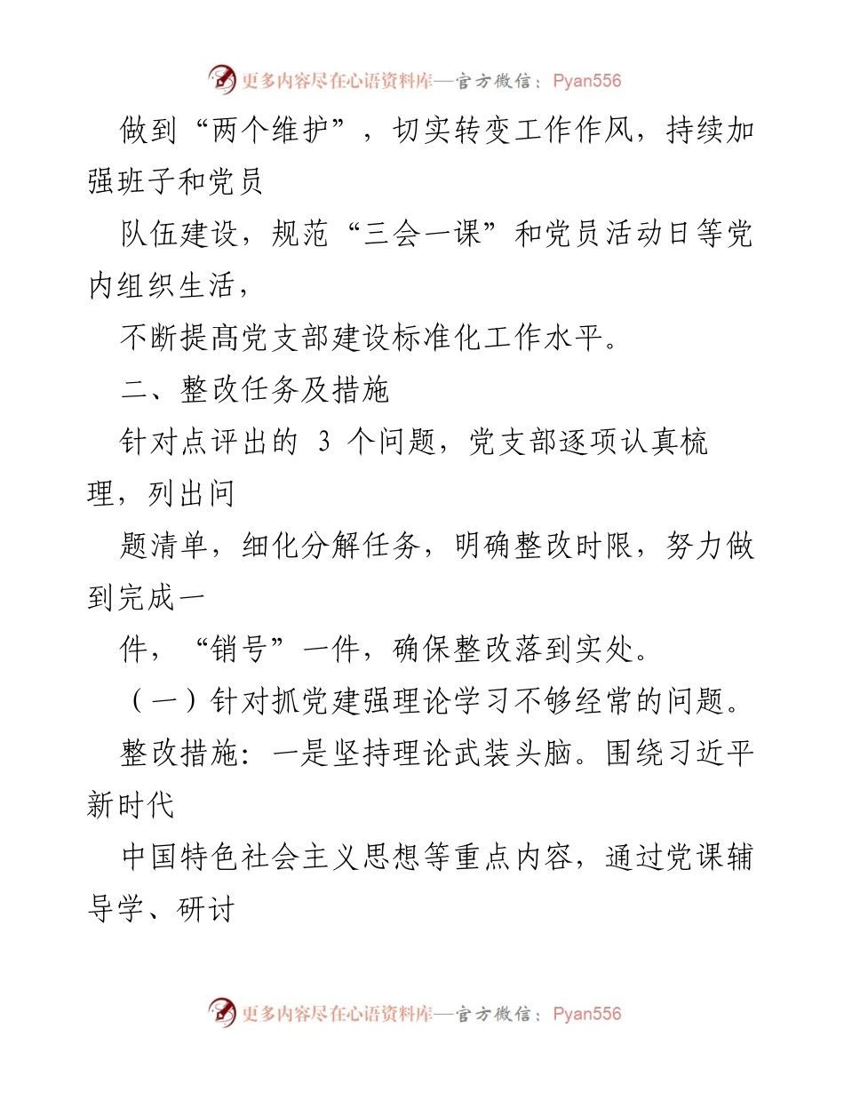 [整改方案] 党支部 - 2023年党支部基层党建问题整改方案.docx_第2页