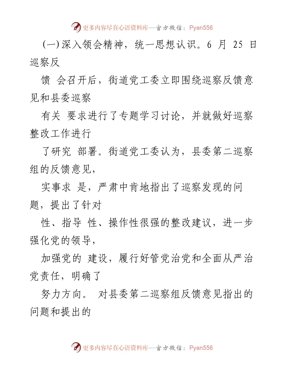 [整改报告] 巡察反馈 - XX街道党工委巡察整改情况总结报告.docx_第2页