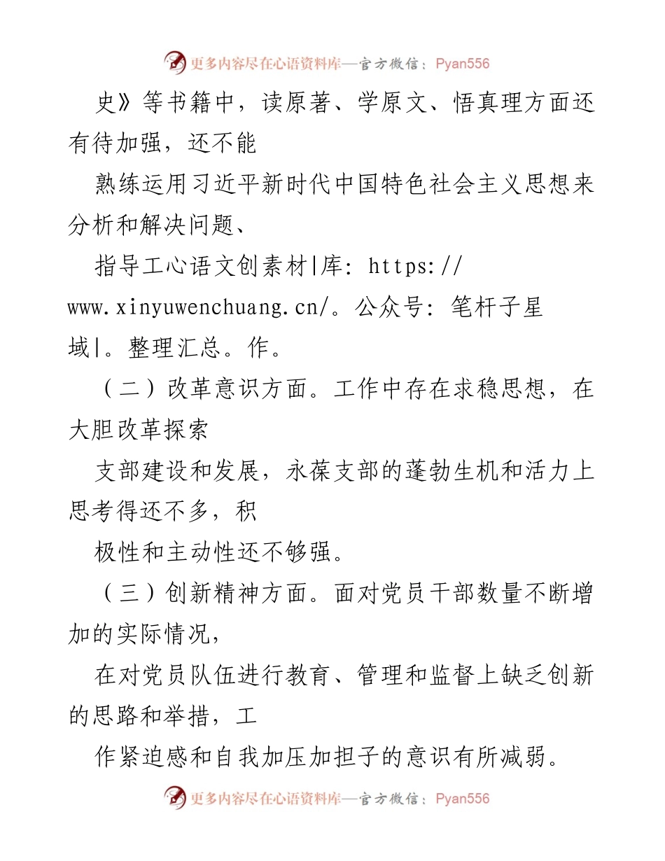 [自我批评材料] 党史学习教育专题组织生活会 - 反思与改进：党支部书记自我批评报告.docx_第2页