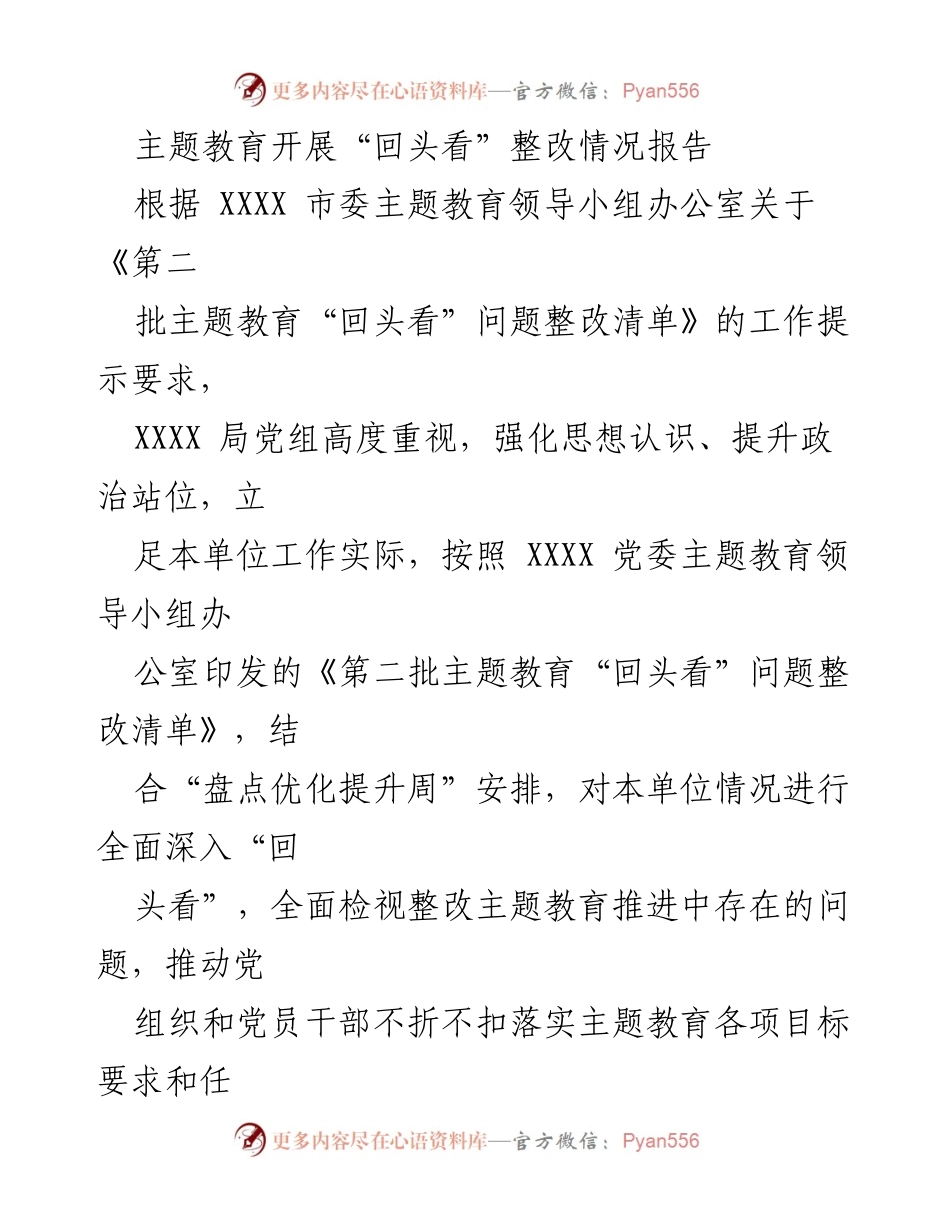 [整改报告] 主题教育 - 主题教育“回头看”整改情况汇报_2.docx_第1页