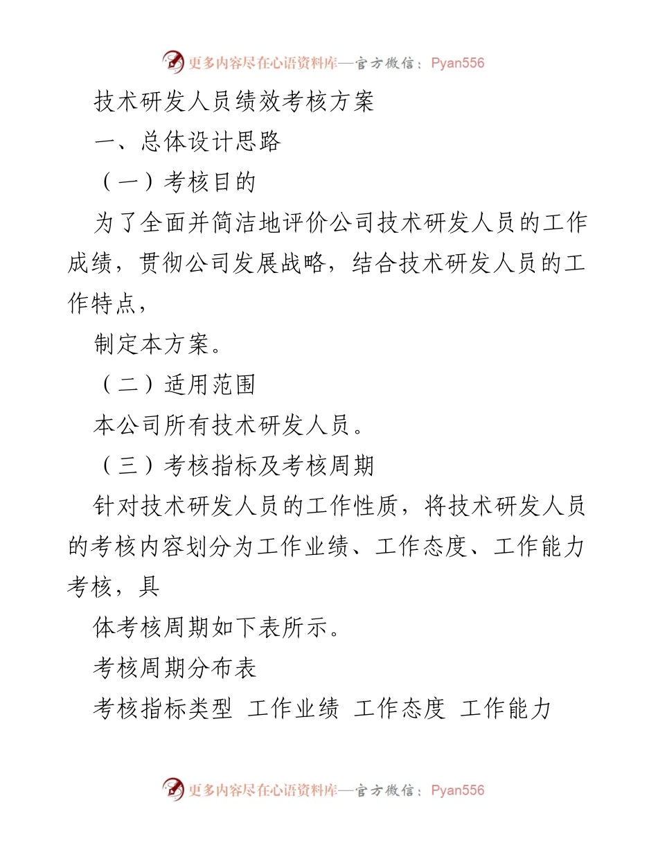 [考核方案] 公司内部 - 技术研发人员绩效考核方案.docx_第1页