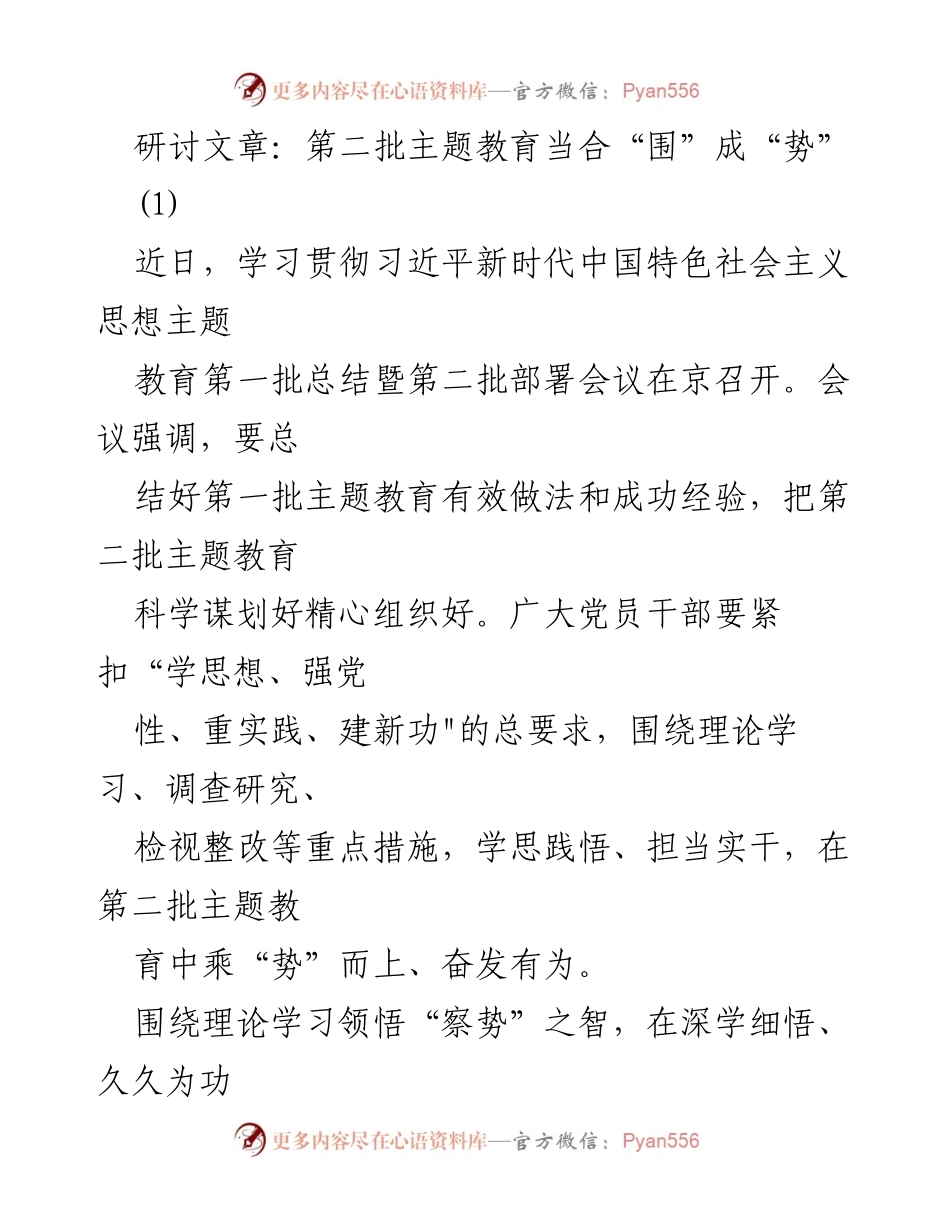 [研讨文章] 主题教育会议 - 深化第二批主题教育的实践与思考.docx_第1页