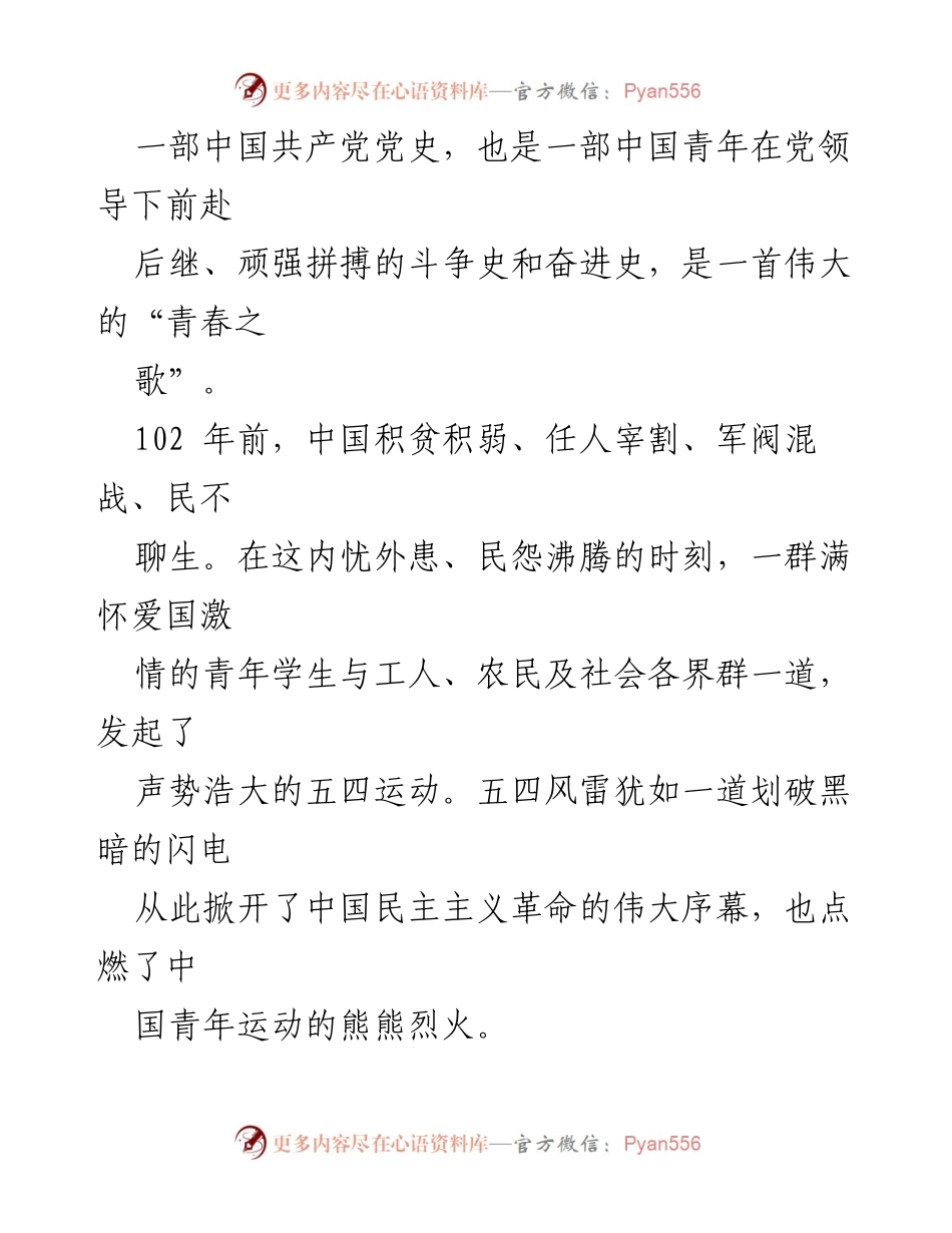 [演讲稿] 青年大会 - 传承红色基因，勇担青春使命_1.docx_第2页