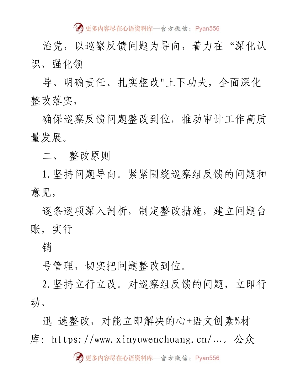 [整改方案] 审计局巡察反馈 - 巡察反馈问题整改方案.docx_第2页