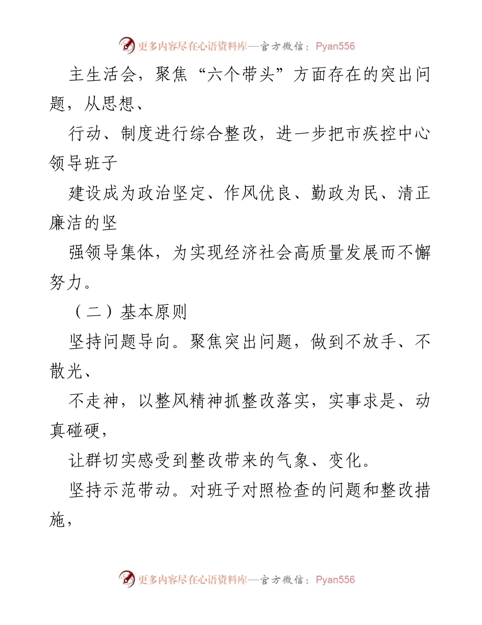 [整改方案] 市疾控中心 - 2022年度民主生活会整改工作方案.docx_第2页