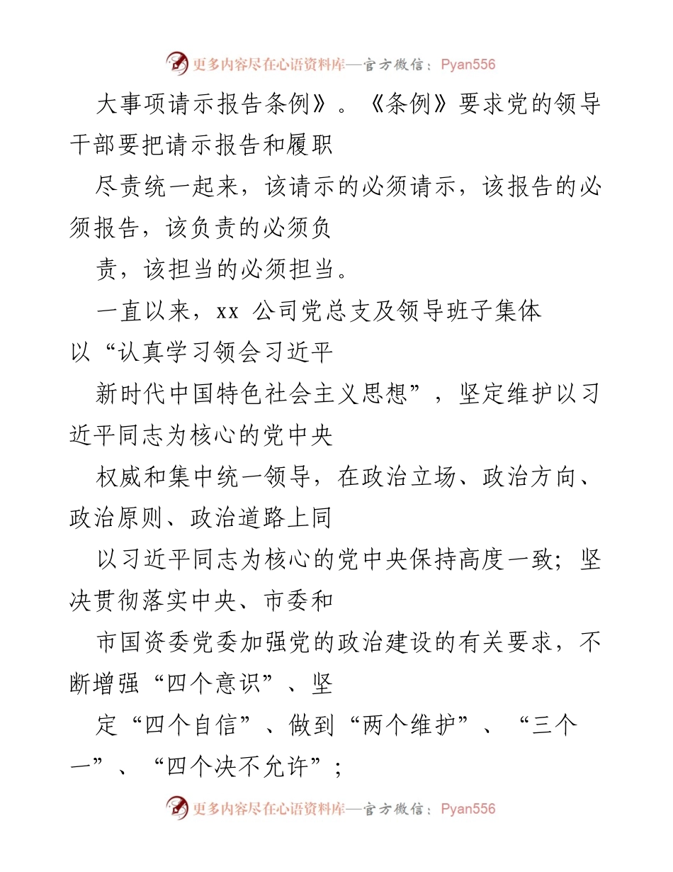 [自查报告] 公司内部 - 重大事项请示报告工作落实情况自查汇报.docx_第2页