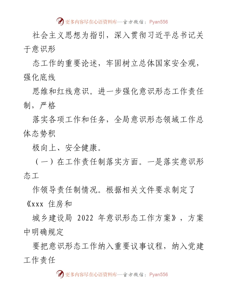[自查报告] 住建局 - 意识形态工作责任制落实情况自查报告.docx_第2页