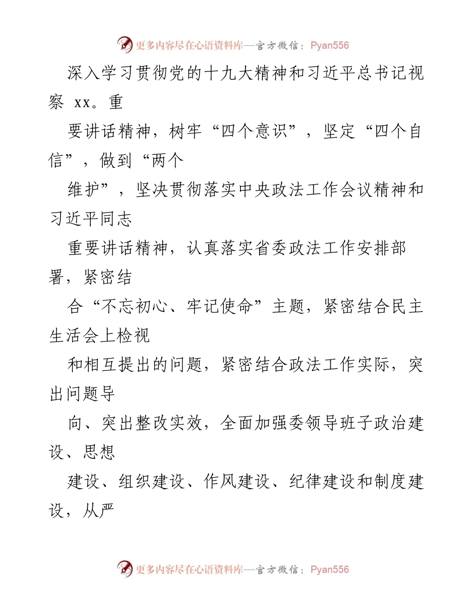 [整改方案] 专题民主生活会 - 政法委领导班子整改措施实施方案.docx_第2页