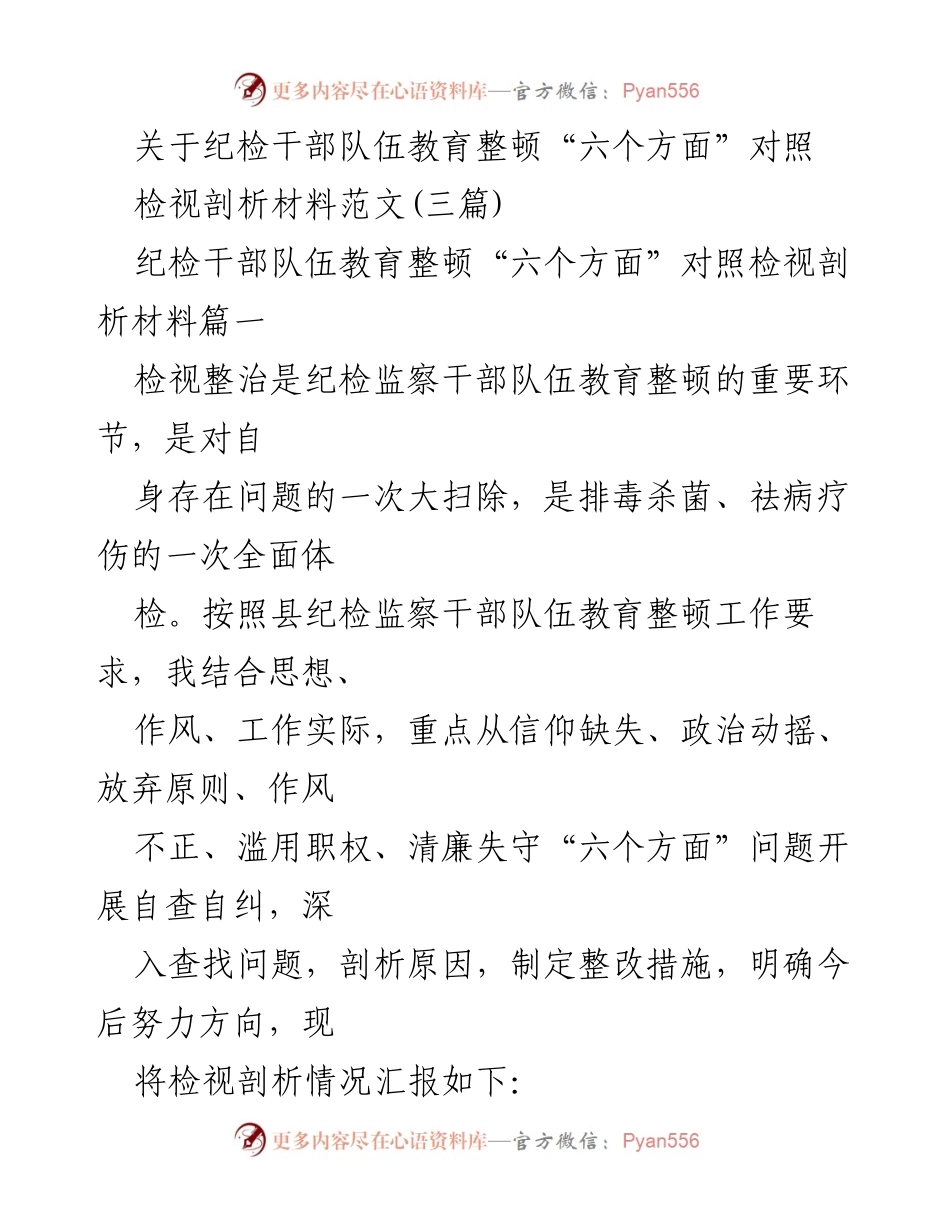 [检视剖析材料] 纪检干部教育整顿 - 纪检干部队伍自查自纠与问题剖析报告.docx_第1页
