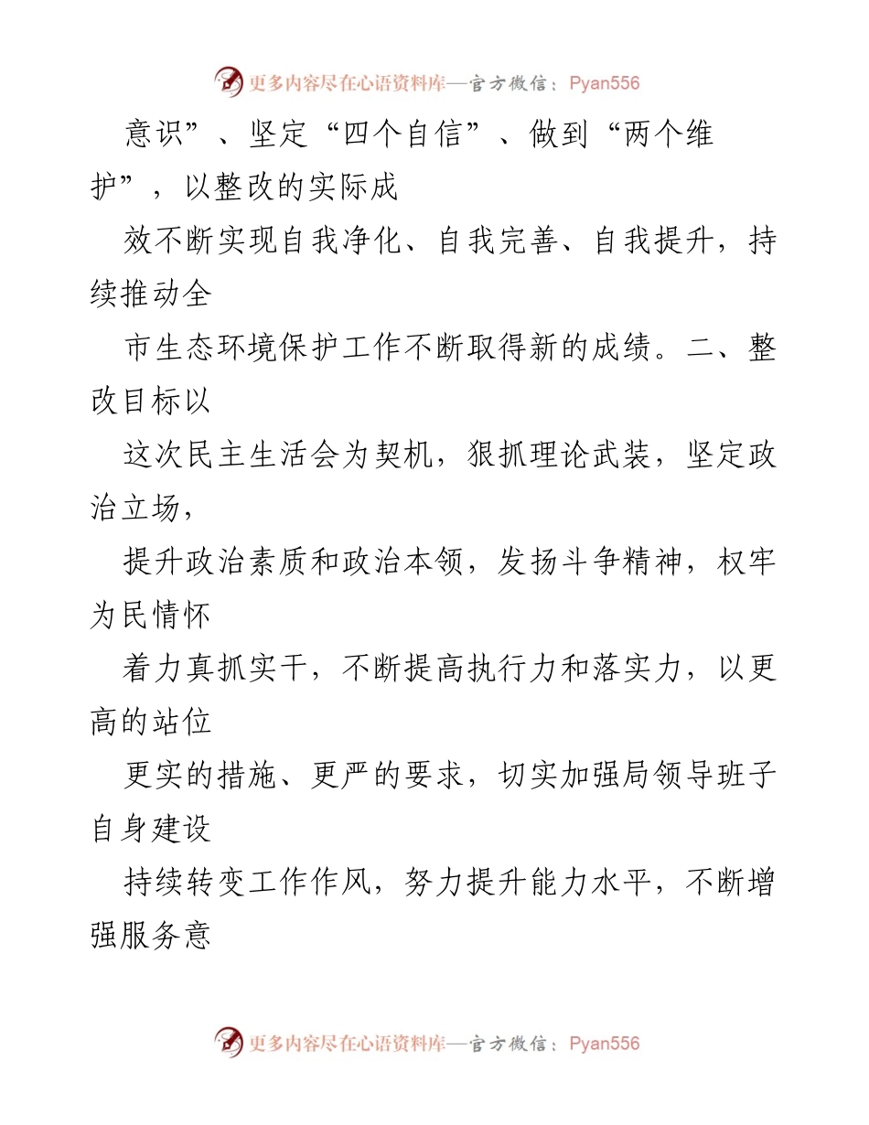 [整改方案] 领导班子民主生活会 - 2022年度生态环境局领导班子问题整改落实方案.docx_第2页
