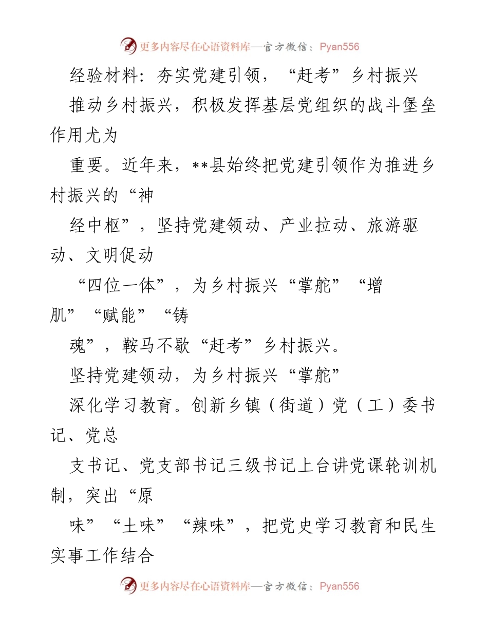 [经验材料] 乡村振兴工作总结 - 党建引领助力乡村振兴的实践探索.docx_第1页
