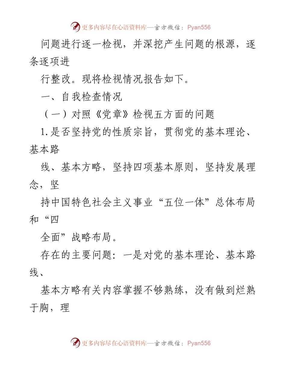 [检视分析材料] 领导干部对照党章党规找差距的自我检视报告.docx_第2页