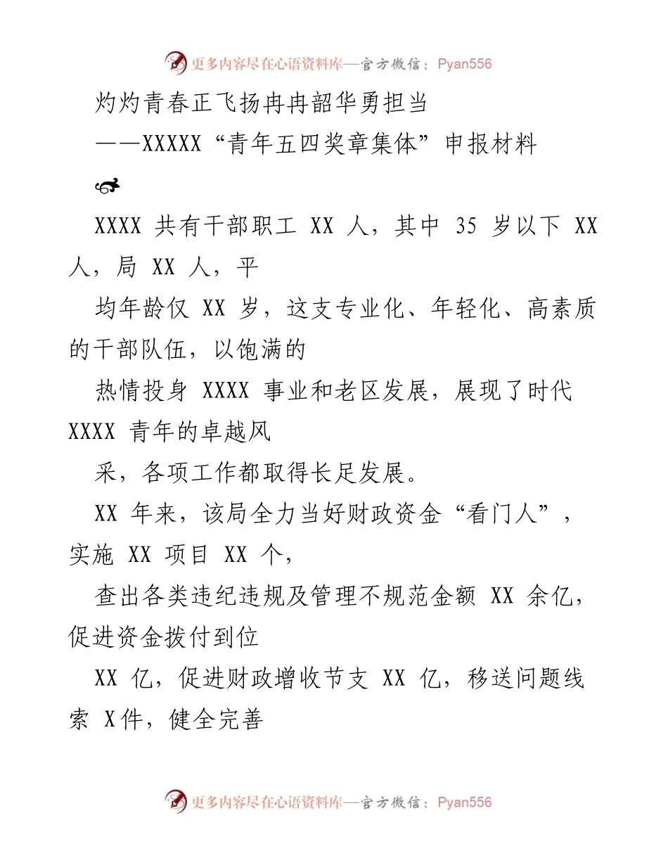 [申报材料] 青年五四奖章 - 展现时代青年风采的优秀集体.docx_第1页