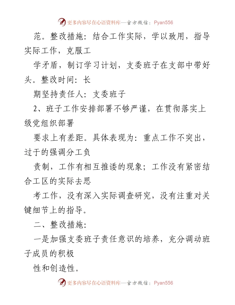 [整改清单] 党史学习教育专题组织生活会 - 党支部问题整改措施总结.docx_第2页