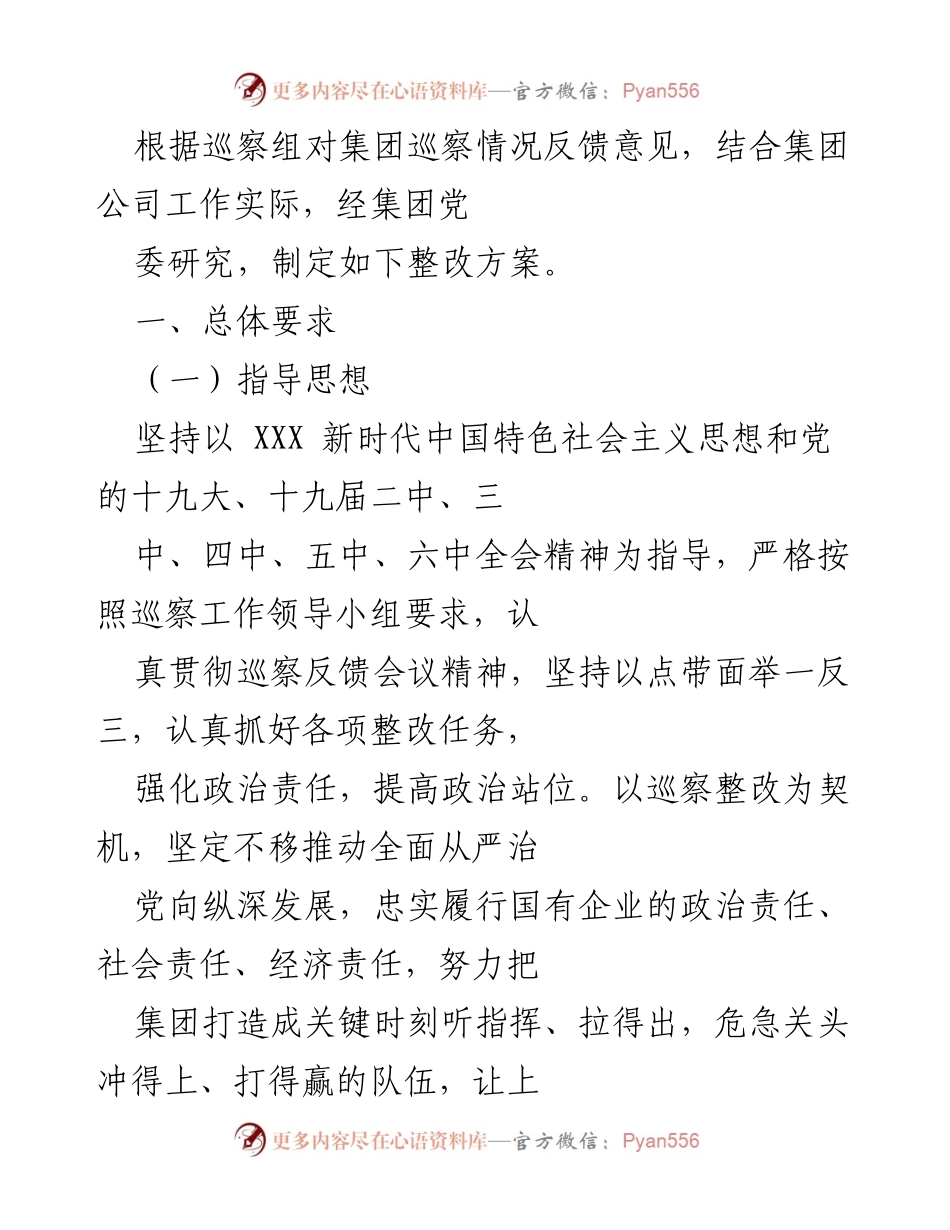 [整改方案] 集团巡察反馈会 - 巡察整改方案的制定与落实.docx_第1页